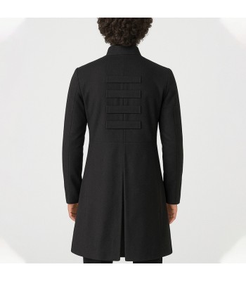 Men’s Gothic Military Officer Coat | Black Long Trench Jacket for Steampunk & Cosplay Fashion